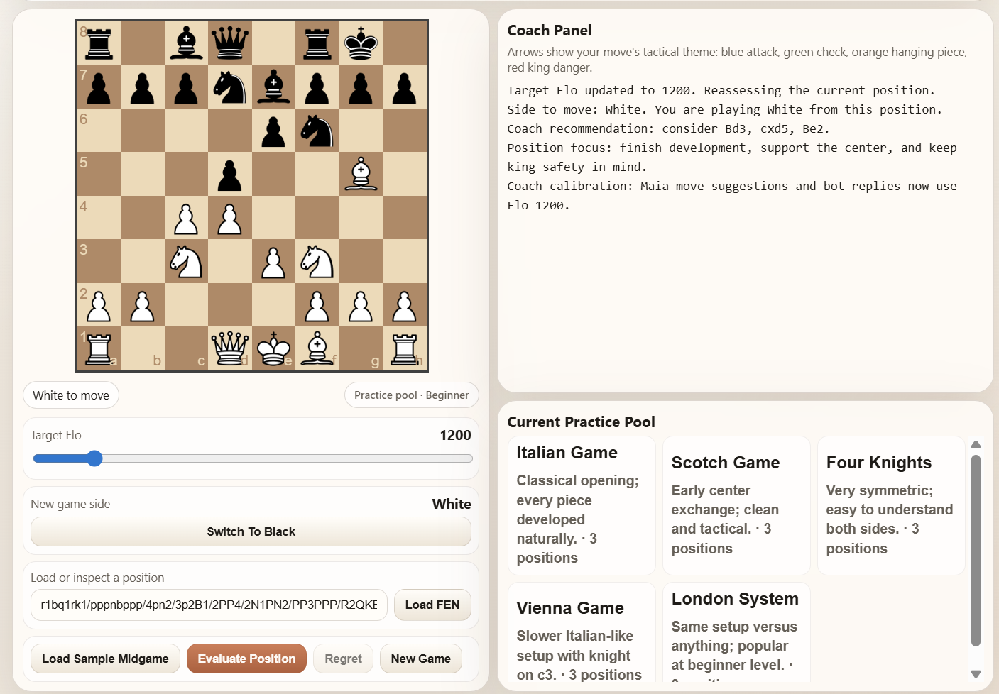 Evaluate Position at Elo 1200