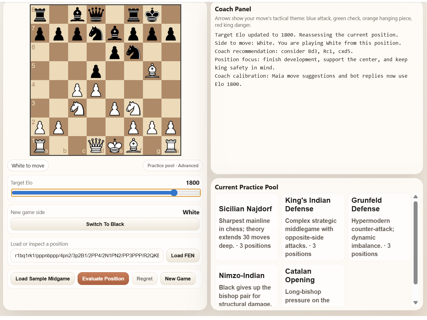 Evaluate Position at Elo 1800